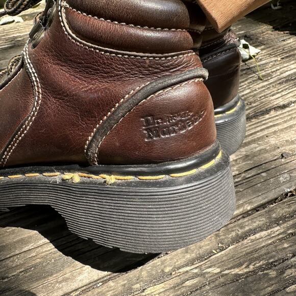 VTG Dr Doc Martens Boots 9352 Mens 4 Brown Leather made in England Y2K Workwear